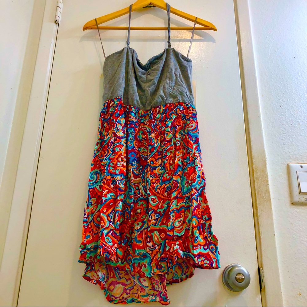 Roxy Sleep to Dream Multicolored Psychedelic Halter-neck Mini Dress. Size L. NWT